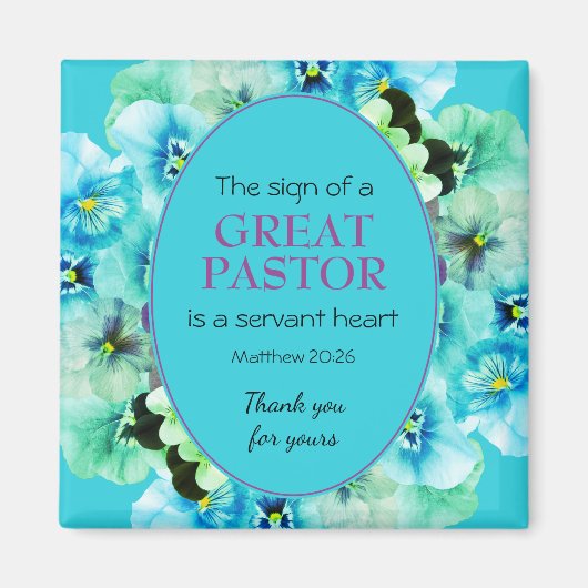 PASTOR APPRECIATION SERVANT Blue Floral Magnet (Vorne)