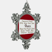 Pastor-Attribute Schneeflocken Zinn-Ornament (Links)