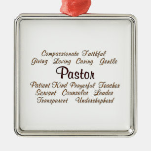 Pastor-Attribute Silbernes Ornament
