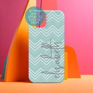 Pastor baby blue Zickzack Pattern - Script Name Samsung Galaxy Hülle