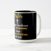 Pastor Because Hardcore Devil Stomping Ninja Zweifarbige Tasse (VorderseiteRechts)