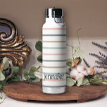 Pastor Boho Stripes Pink Blue Gold Name Trinkflasche<br><div class="desc">Boho Wasserflasche.</div>
