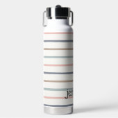 Pastor Boho Stripes Pink Blue Gold Name Trinkflasche (Vorderseite)