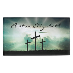 Pastor Christliches Church Cross Monogram Name Abz Namenschild