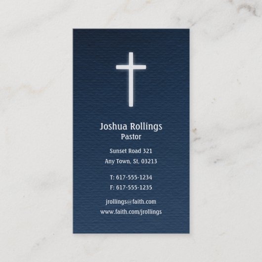 Pastor | Christliches Kreuz Visitenkarte (Vorderseite)
