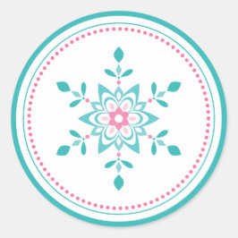 Pastor Christmas Floral Star Snowflake Runder Aufkleber