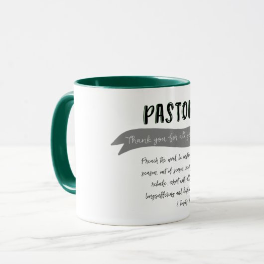 Pastor danke Ihnen mit Bibelverse Tasse (Vorderseite Links)