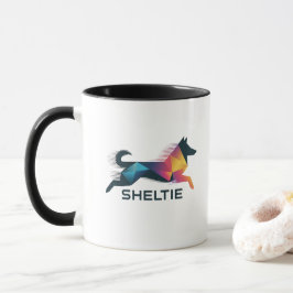 Pastor de Shetland poligonal en amarillo y azul Tasse