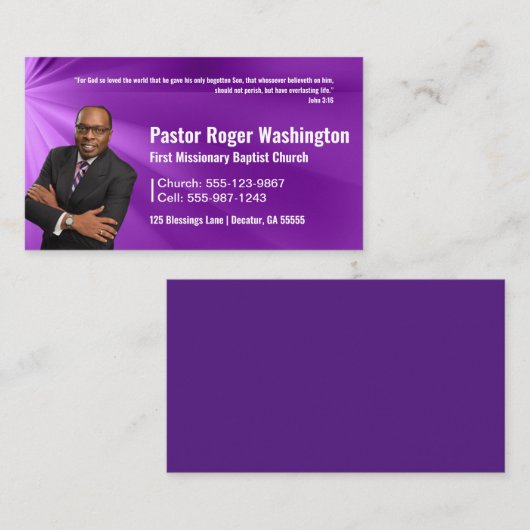 Pastor/Deacon Foto Kirche Visitenkarte (Vorne/Hinten)