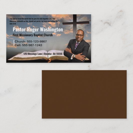 Pastor/Deacon Foto Kirche Visitenkarte (Vorne/Hinten)