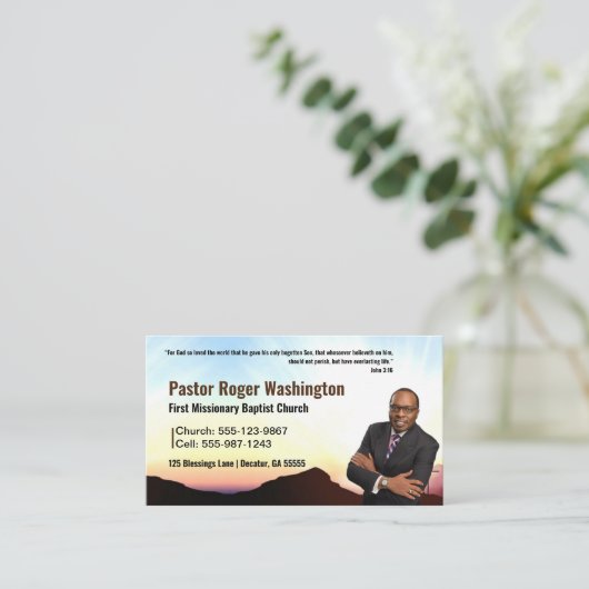 Pastor/Deacon Foto Kirche Visitenkarte (Stehend Vorderseite)