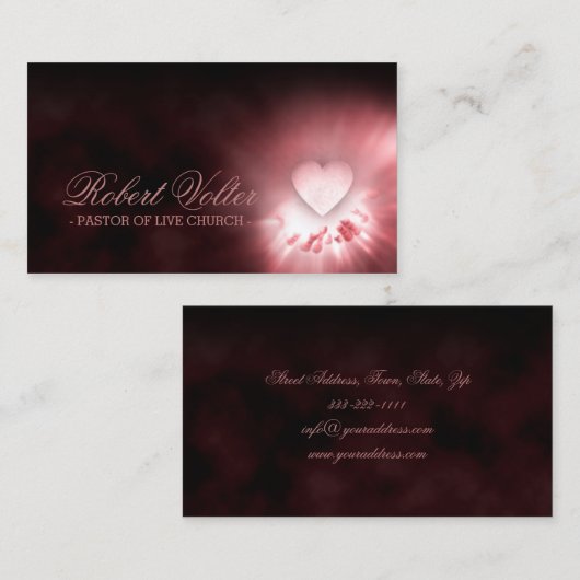 Pastor des Livekirchen-Herzens in der Handkarte Visitenkarte (Vorne/Hinten)