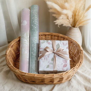 Pastor Floral Pink Green Lavender Floral Geschenkpapier Set