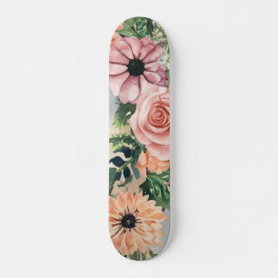 Pastor Floral Wasserfarben Kraut Rosa Rose Skateboard