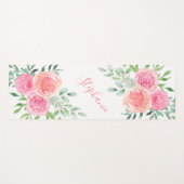 Pastor Floral Wasserfarbname Monogramm Yogamatte (Vorderseite (Horizontal))