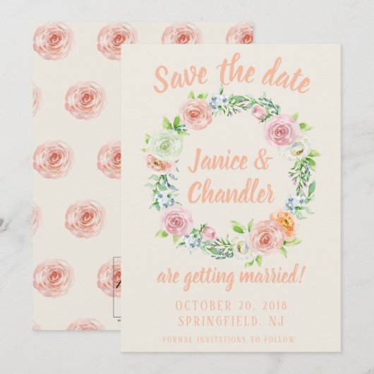 Pastor Floral Wreath Einladung (Vorne/Hinten)