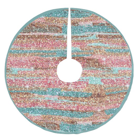 Pastor Glitzer Brush Strokes Pink Blauer Weihnacht Polyester Weihnachtsbaumdecke (Vorderseite)