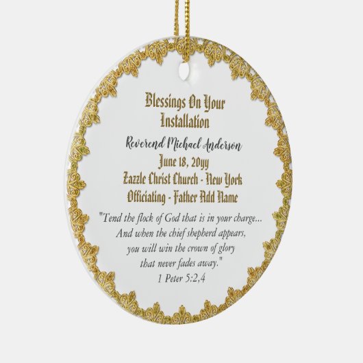 Pastor-Installations-Geschenk Personalisierter Pri Keramik Ornament (Rechts)