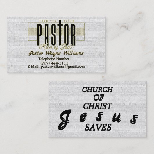 Pastor/Kirche Personalisiert Visitenkarte (Vorne/Hinten)