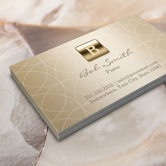 Pastor Modern Gold Monogram Geometric Visitenkarte