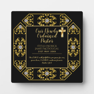 Pastor neu geordnetes Installationsgeschenk Fotoplatte