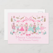 Pastor Nutcracker Ballet Pink Weihnachtskarte Postkarte (Vorne/Hinten)