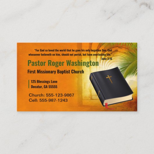 Pastor oder Deacon Bibelkirche Visitenkarte (Vorderseite)
