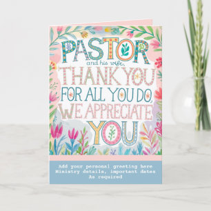 ✝️ Pastor Pastor's Ehefrau Anerkennung Jahrestag Dankeskarte