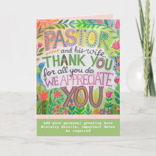 ✝️ Pastor Pastor's Ehefrau Anerkennung Jahrestag Dankeskarte