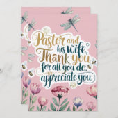 ✝️ Pastor Pastor's Ehefrau Anerkennung Jahrestag Dankeskarte (Vorne/Hinten)