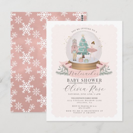 Pastor Pink Christmas Nutcracker Mädchen Dusche Postkarte (Vorne/Hinten)