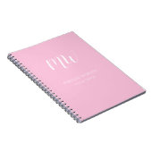 Pastor Pink White Script Monogram Einfache Bezeich Notizblock (Rechte Seite)