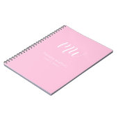 Pastor Pink White Script Monogram Einfache Bezeich Notizblock (Linke Seite)