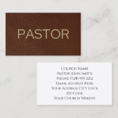 Pastor Rustic Brown Leather Church Visitenkarte (Vorne/Hinten)