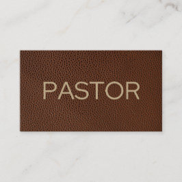 Pastor Rustic Brown Leather Church Visitenkarte