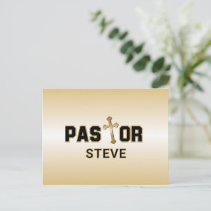 Pastor Schwarzes Goldkreuz Personalisiert Postkarte
