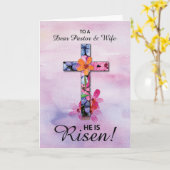 Pastor und Ehefrau Ostern Er ist Rised Cross Blume Karte (Gelbe Blume)