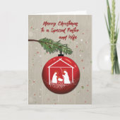 Pastor und Ehefrau Weihnachtsschmuck mit Manger Karte (Vorderseite)