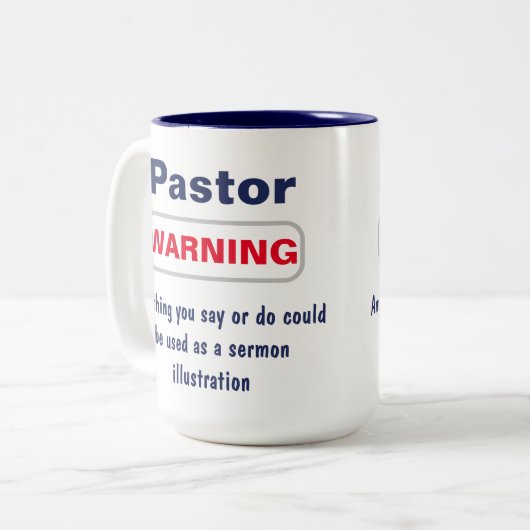 Pastor Warning Humour Tasse (Vorderseite Links)