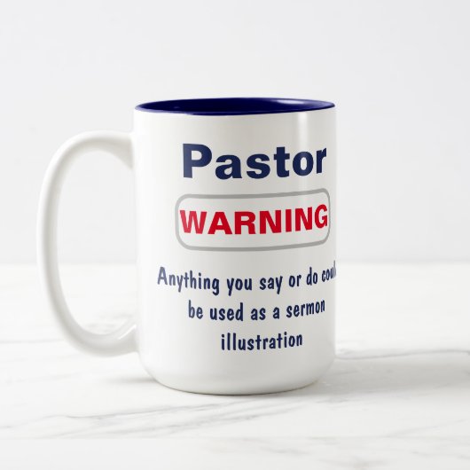 Pastor Warning Humour Tasse (Links)