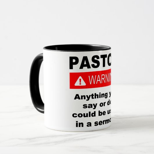 Pastor-Warnung Tasse (Vorderseite Links)