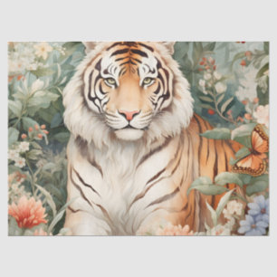 Pastor Watercolor Floral Tiger Decoupage Seidenpapier
