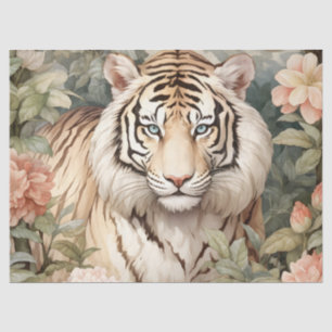 Pastor Watercolor Floral Tiger Decoupage Seidenpapier