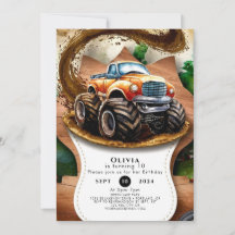 Pastor Watercolor Kindermonster Truck Geburtstag