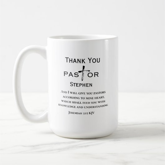 Pastor Wertschätzung Cross Scripture Personalisier Kaffeetasse (Links)