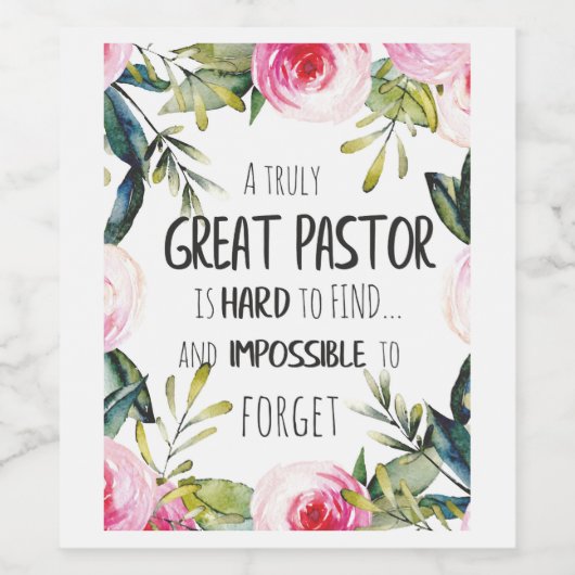 Pastor Wertschätzung Geschenk Pastor Danke Zitat Weinetikett (Einzelnes Label)