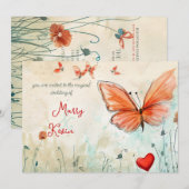 Pastoral Butterfly Wedding Einladung (Vorne/Hinten)