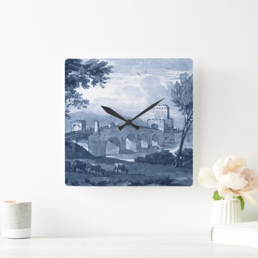 Pastoral Toile - Brücke Quadratische Wanduhr (Zuhause)