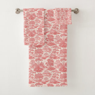Pastoral Toile in Rot Badhandtuch Set