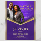 Pastorale Jubiläum Lila und goldene Rahmen Flyer (Vorne)